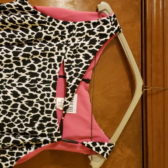 Black/white leopard print cocktail dress - Picture 2 of 4